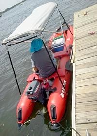 2 bow bimini top installed on Saturn KaBoat. Click to enlarge.