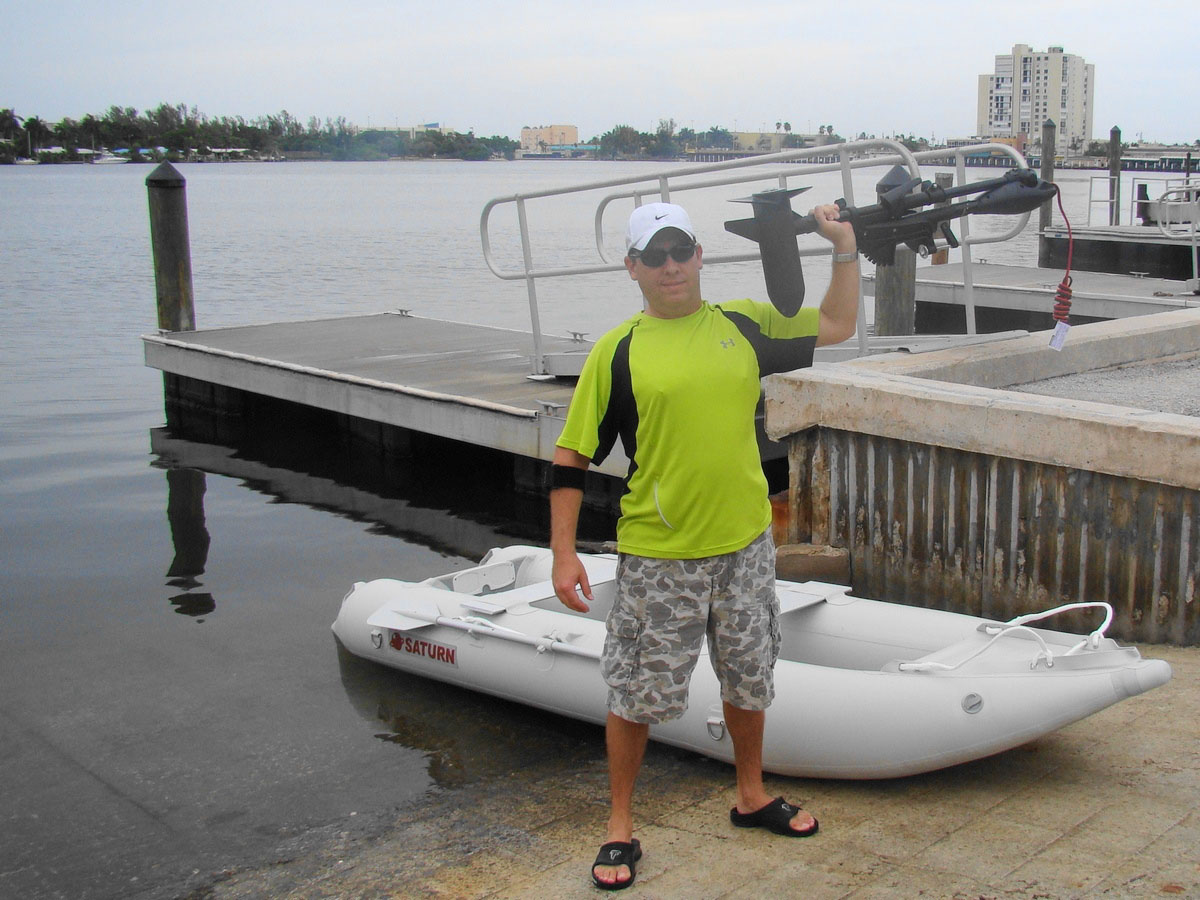Electric Trolling Motor with 12' Saturn Inflatable KaBoat. Click to 