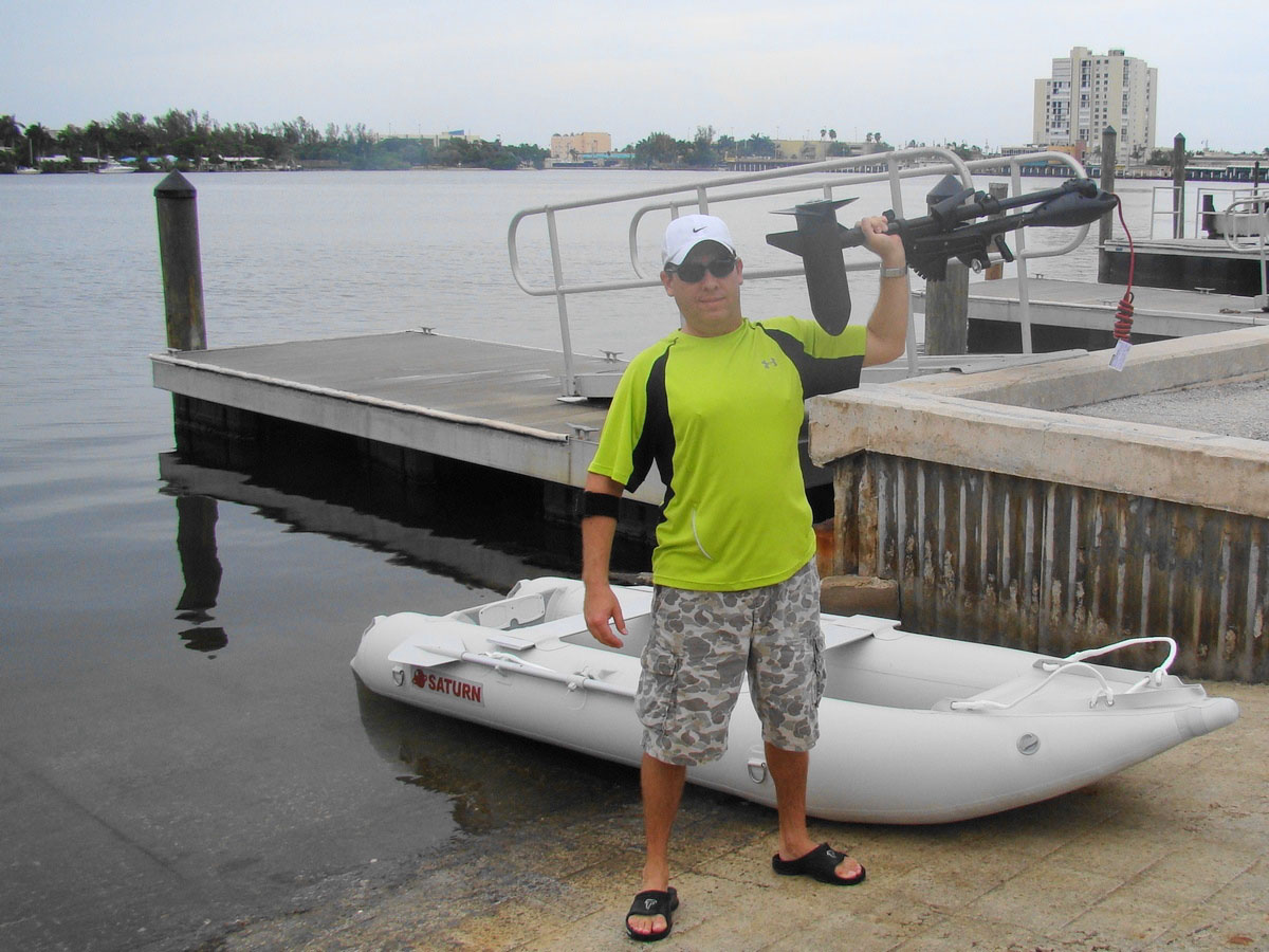 Electric Trolling Motor with 12' Saturn Inflatable KaBoat. Click to