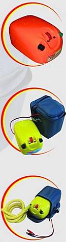 High-pressure electric pump for inflatable boats, rafts and kayaks.