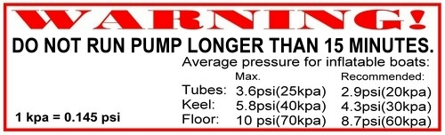 High pressure, high volume 10 psi electric pump.