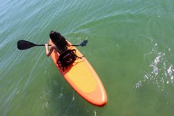 Bikini Girl Sitting on Saturn Kayak Seat with Cushion.
