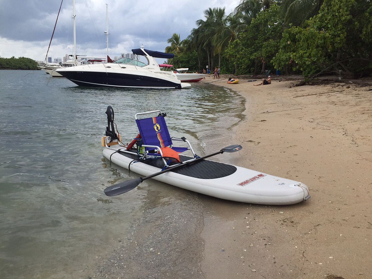 ADD ELECTRIC TROLLING MOTOR TO STAND UP SUP PADDLE BOARD MOTOR BOARD