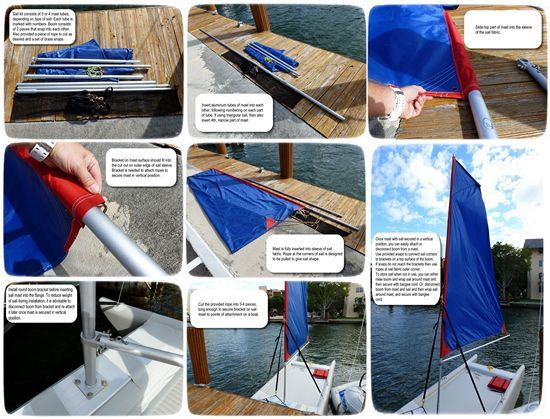 Foldable Travel Sail Kit Rig With 2Two Sails