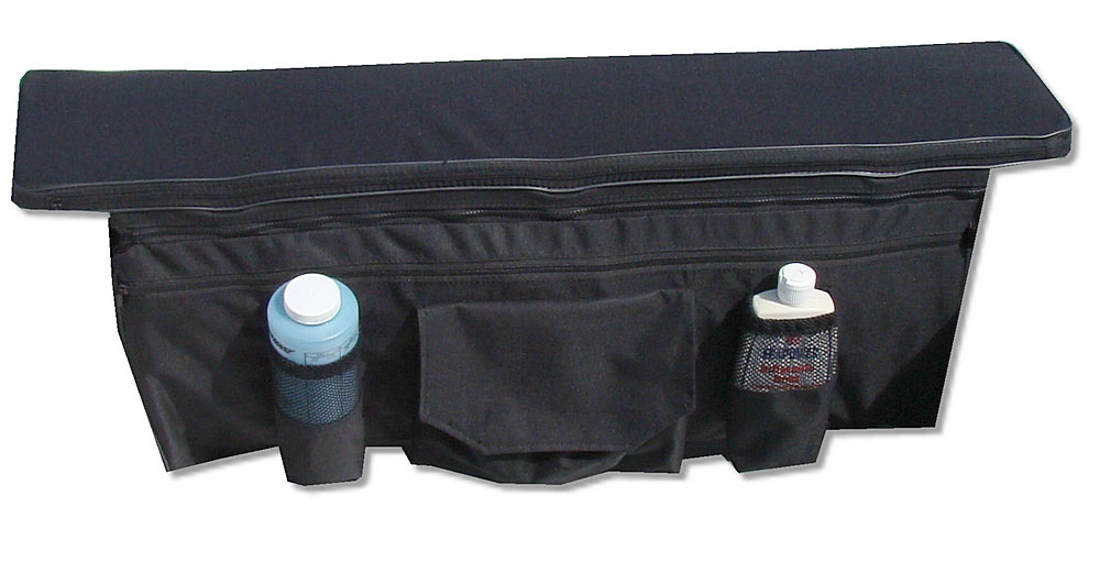 Under seat storage bags and seat cushions for inflatable boats benches