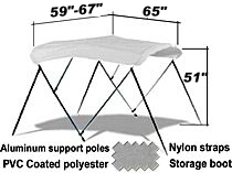 3-bow deluxe canpy bimini top dimensions