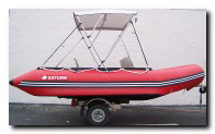 3-bow canopy installed on 13' Saturn SD385 inflatable boat. Click to zoom in.