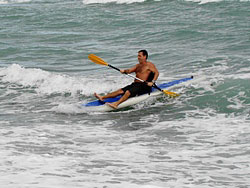 Surfing waves with Saturn SOT330 sit on top inflatable surf kayak. Click to zoom in.