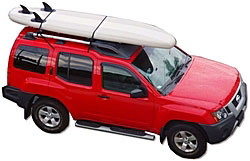 Inflated Saturn paddle board can be carried on top of the car. Click to zoom in.
