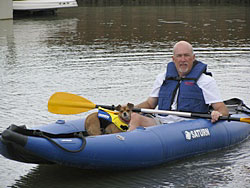 Happy Saturn owner and his dog are enjoying inflatable kayak. Click to zoom in.
