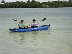 Saturn inflatble kayak can accomodate up to 2 adults.