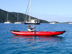 Saturn Inflatable Kayak with Sail Kit from SailBoatsToGo.com. Click to zoom in.