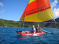 Saturn Inflatable Kayak with Sail Kit from SailBoatsToGo.com. Click to zoom in.