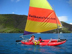 Saturn Inflatable Kayak with Sail Kit from SailBoatsToGo.com. Click to zoom in.