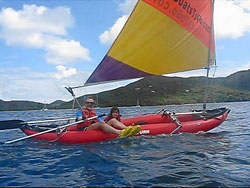 Saturn Inflatable Kayak with Sail Kit from SailBoatsToGo.com. Click to zoom in.