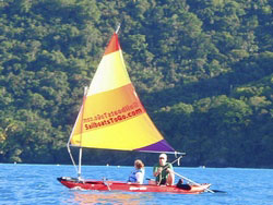 Saturn Inflatable Kayak with Sail Kit from SailBoatsToGo.com. Click to zoom in.