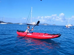 Saturn Inflatable Kayak with Sail Kit from SailBoatsToGo.com. Click to zoom in.