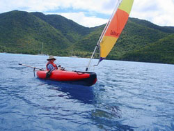 Saturn Inflatable Kayak with Sail Kit from SailBoatsToGo.com. Click to zoom in.