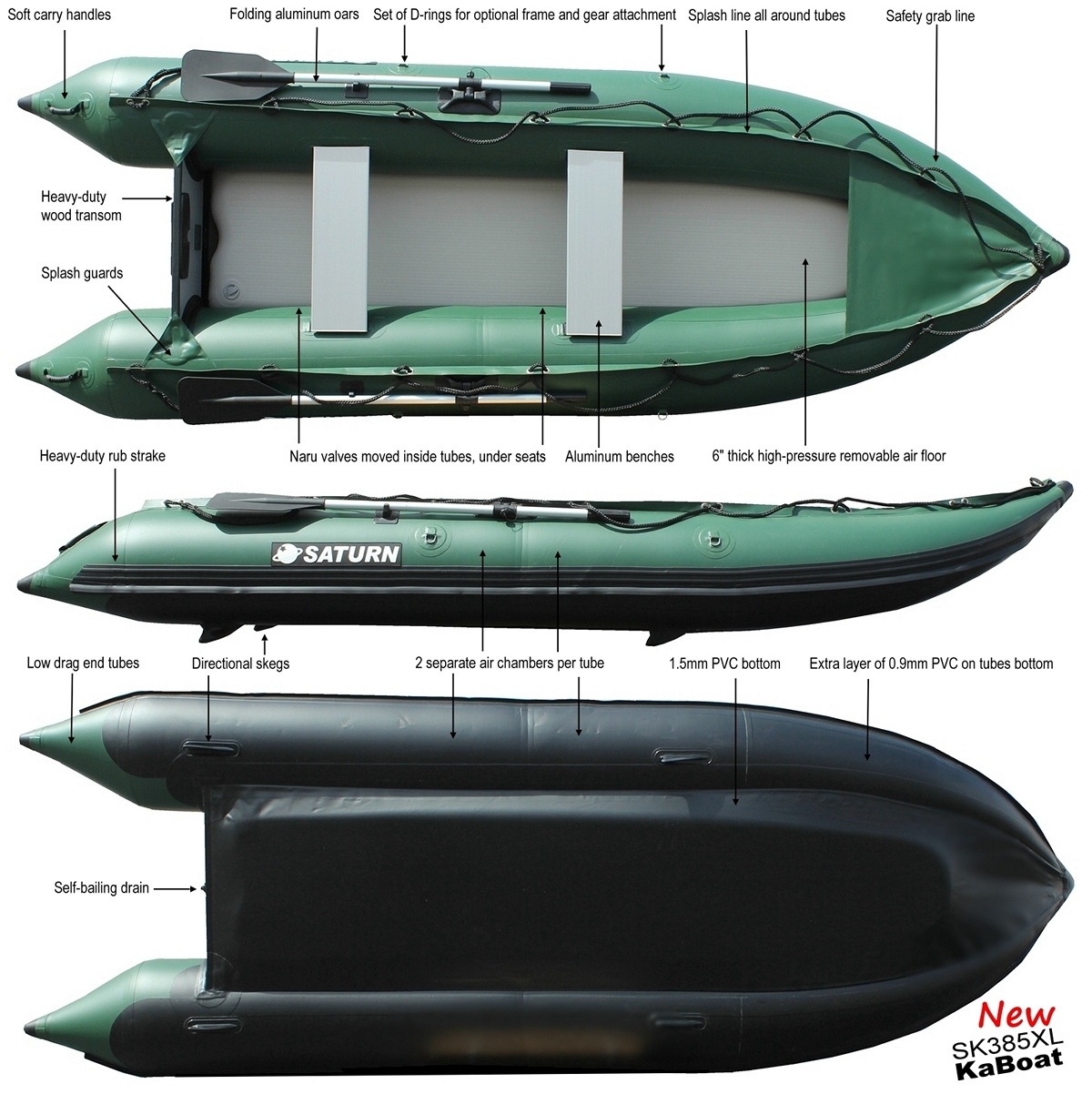 13' Extra Heavy-Duty KaBoat SK385XL for Fishing & Hunting