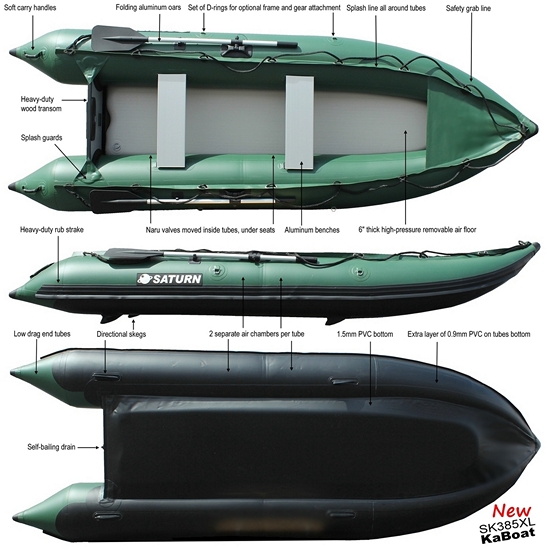 13' Extra Heavy Duty Infatable Boat and Kayak Crossover KaBoat SK385 XL Specs