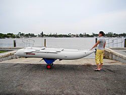 New Inflatable KaBoat with aluminum benches and rowing oars. Click to zoom in.