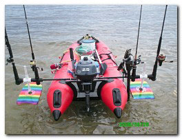 saturn customized inflatable kayak boat kaboat ready for fishing.