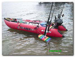 saturn customized inflatable kayak boat kaboat ready for fishing.