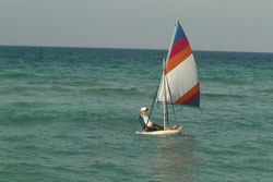 Sail board shown with optional beach chair placed on top. Click to zoom in.