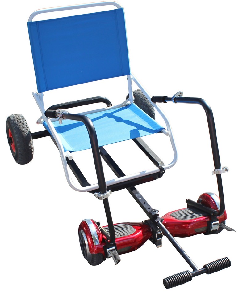 Detachable aluminum handles for manual operation of hoverboard.