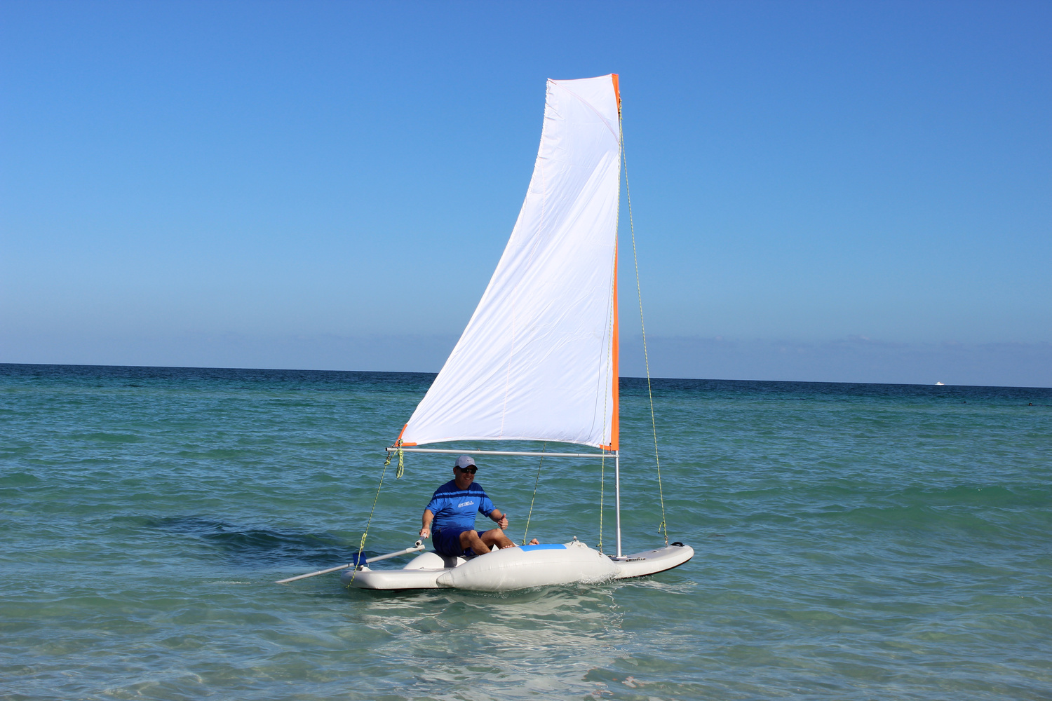 New Sail kit V2.0 installed on small inflatable sail board. Click to 