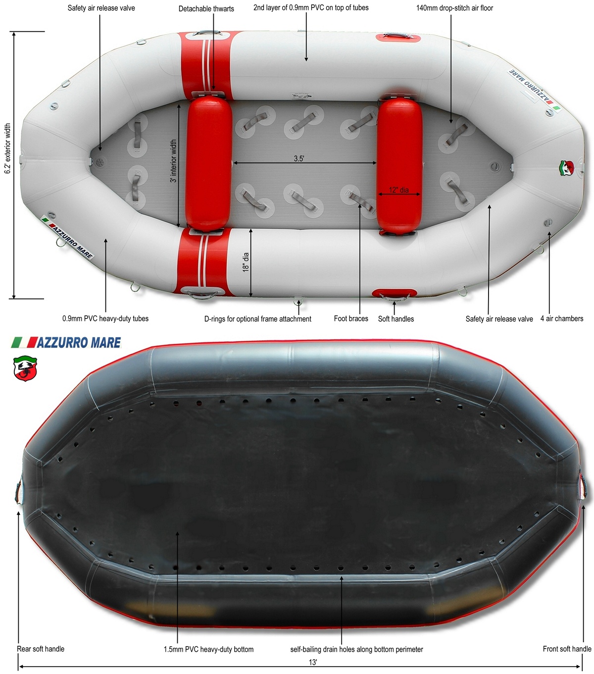 Azzurro Mare Inflatable Raft