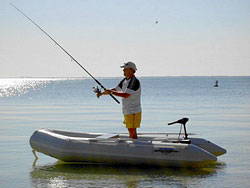 Saturn Inflatable Boat with Trolling Electric Motor.