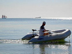 Saturn Inflatable Boat with Trolling Electric Motor.