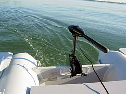 Saturn Inflatable Boat with Trolling Electric Motor.