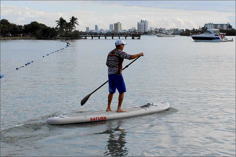 Standing on Inflatable SUP Board
