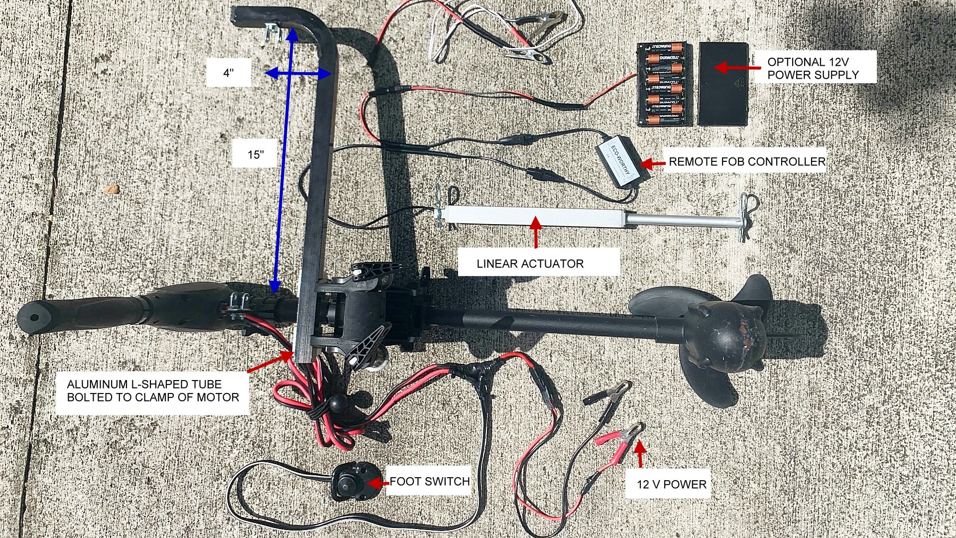 DIY instructions for remote steering for electric trolling motor using Linear Actuator.