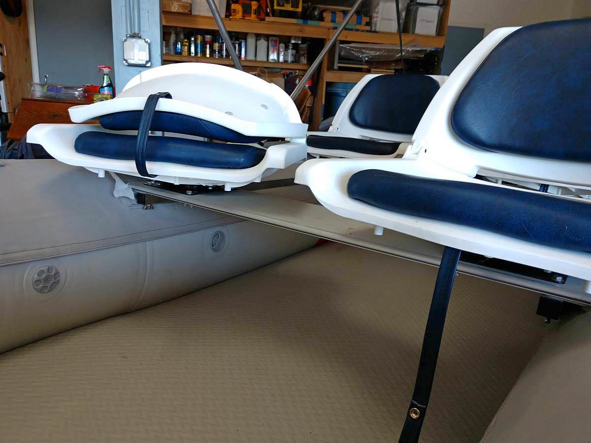 Installing fishing chair on inflatable boat