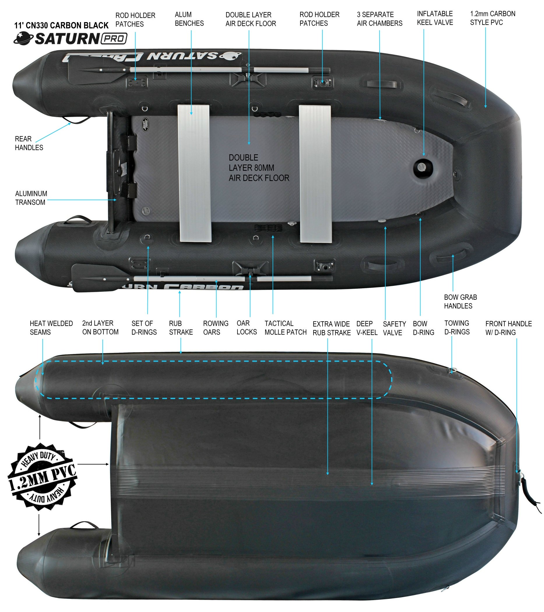 Saturn Carbon Black Inflatable Boat CN330 Specs Saturn Carbon Black Inflatable Boat CN330 Specs