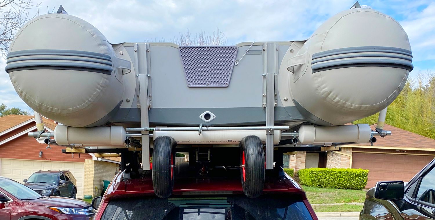 Mars boat loaded on top of my small car