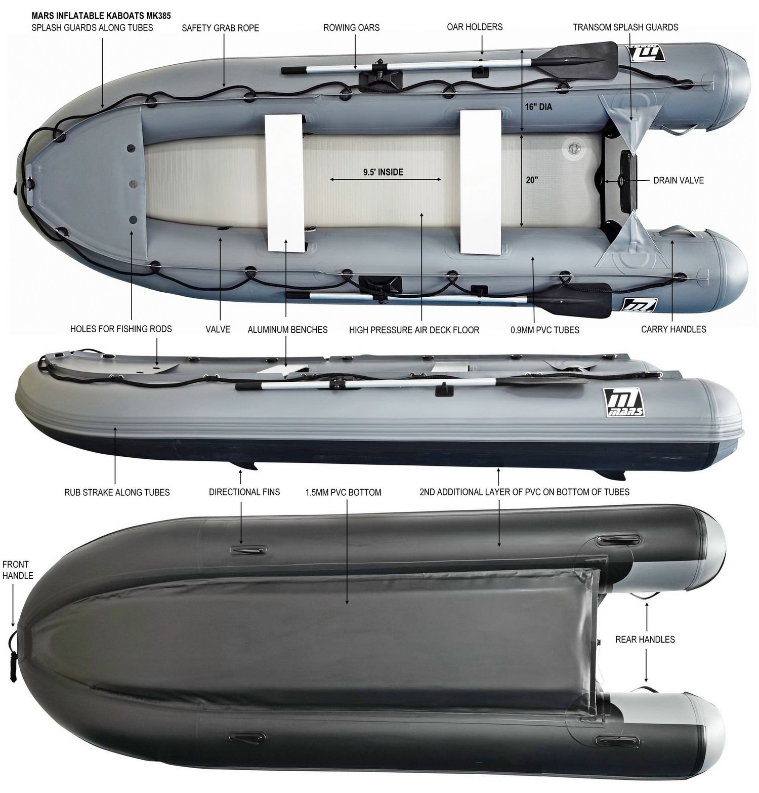 Mars MK385 inflatable boat KaBoat specifications