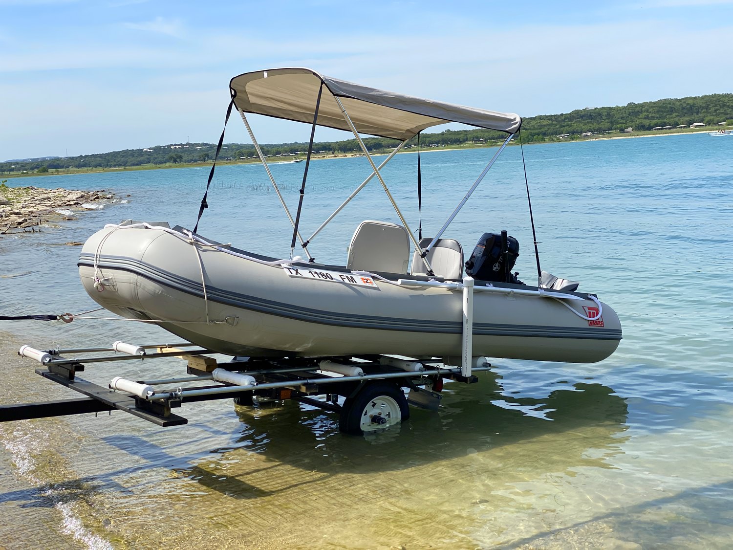 Mars inflatable boat on a trailer