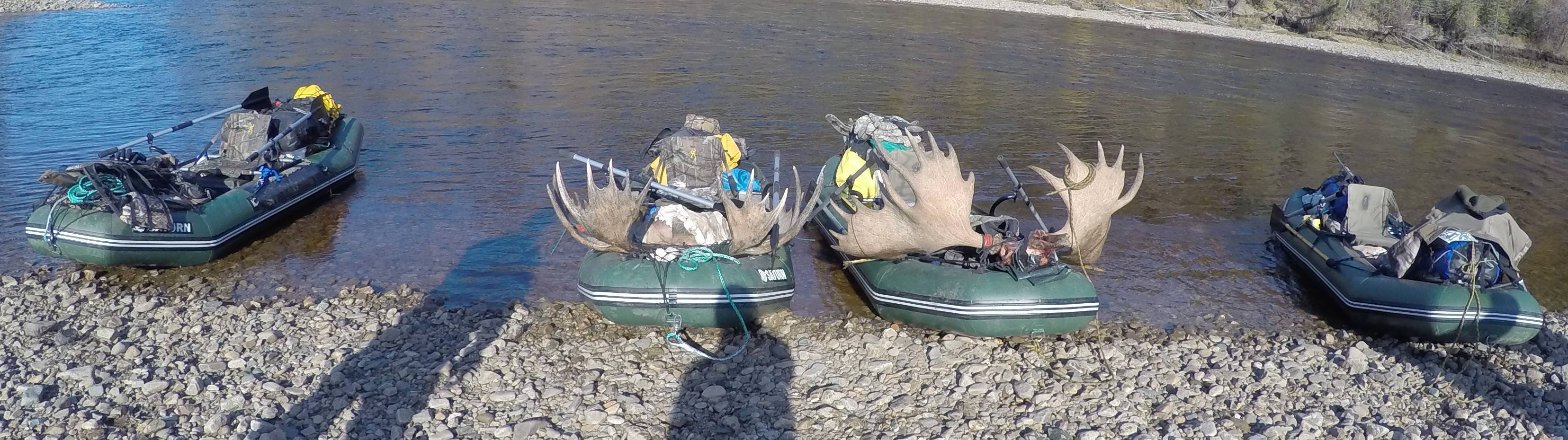 Saturn RD365 inflatable raft used in moose hunting in Alaska.