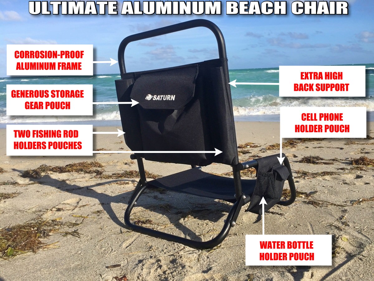 Saturn Folding Aluminum Beach Fishing Chair for Paddle Boards, Kayaks, KaBoats or Boats