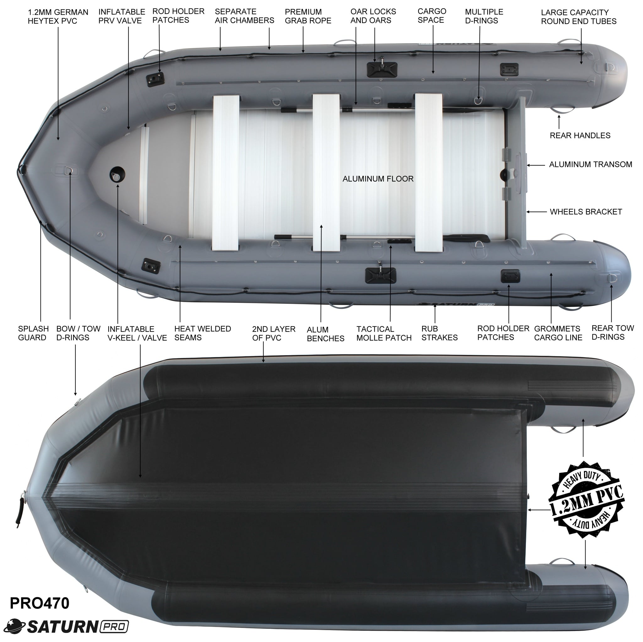 Saturn Heavy-Duty Pro470 Inflatable Boat Specs Saturn Heavy-Duty Pro470 Inflatable Boat Specs