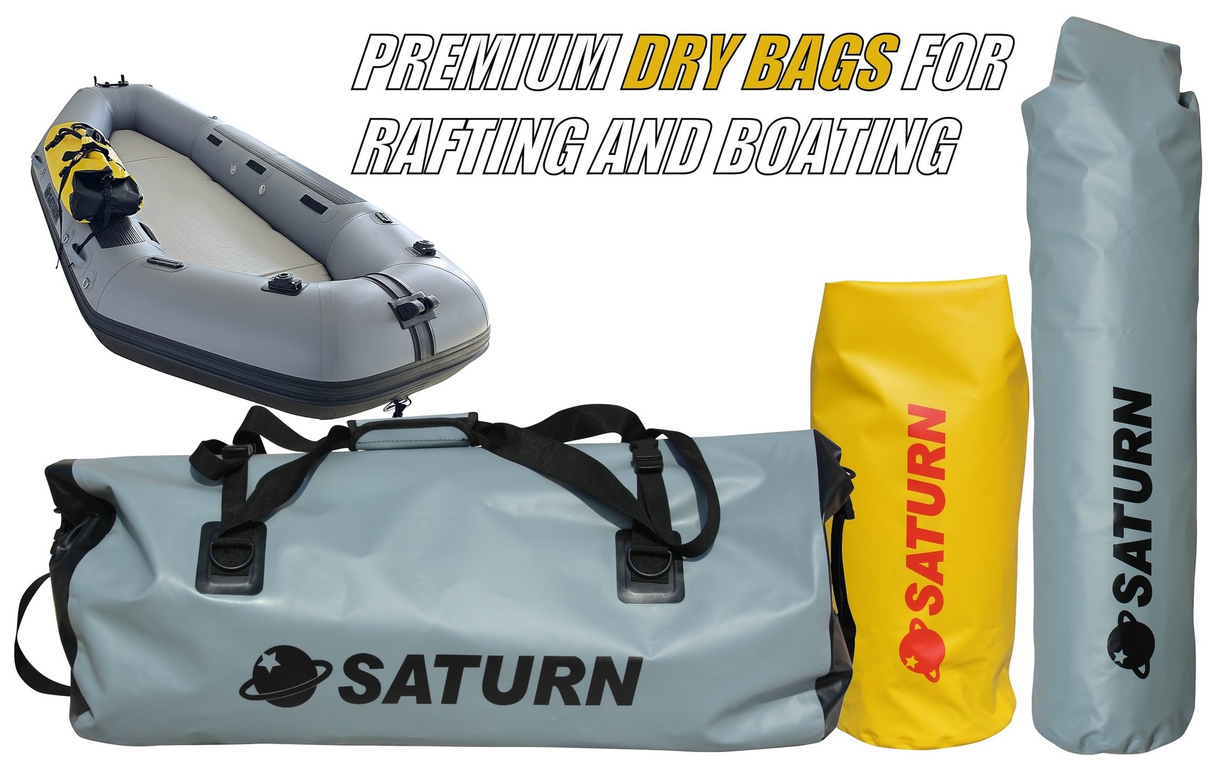Saturn Dry Bags for Inflatable Boats, Rafts, Kayaks and Paddle Boards.