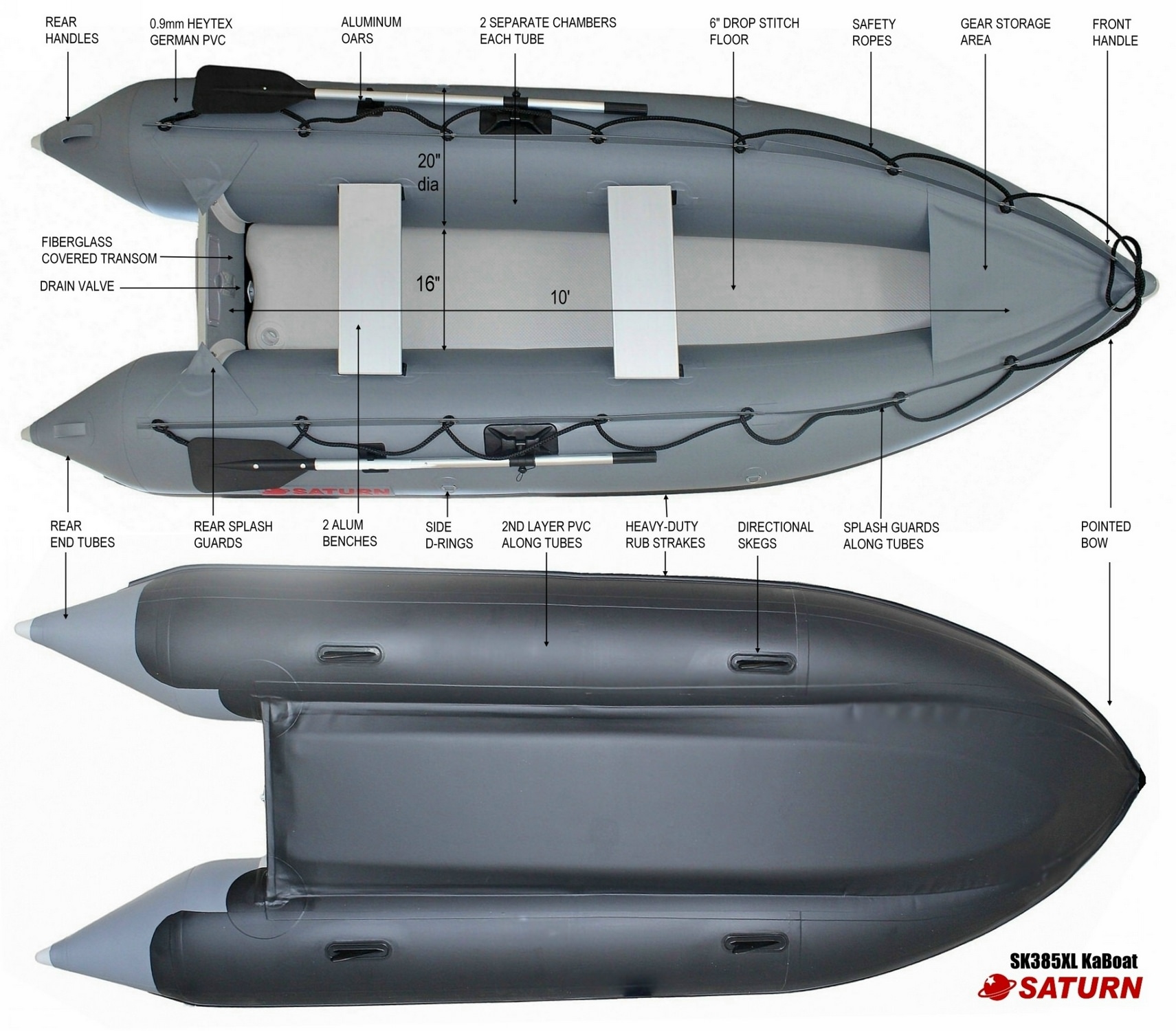 Saturn SK385XL Heavy Duty KaBoat Specs