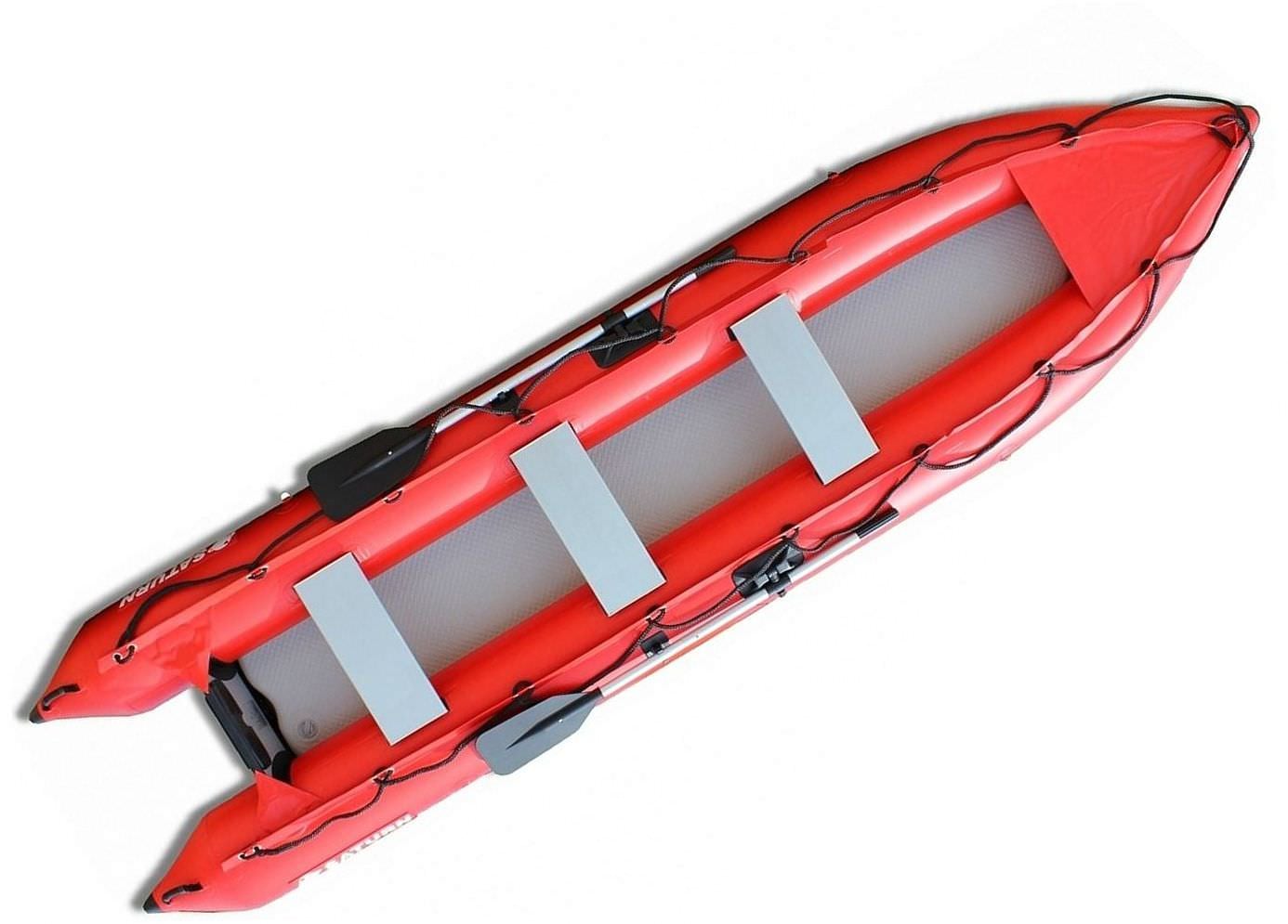 14 foot Saturn SK430 red inflatable KaBoat micro skiff