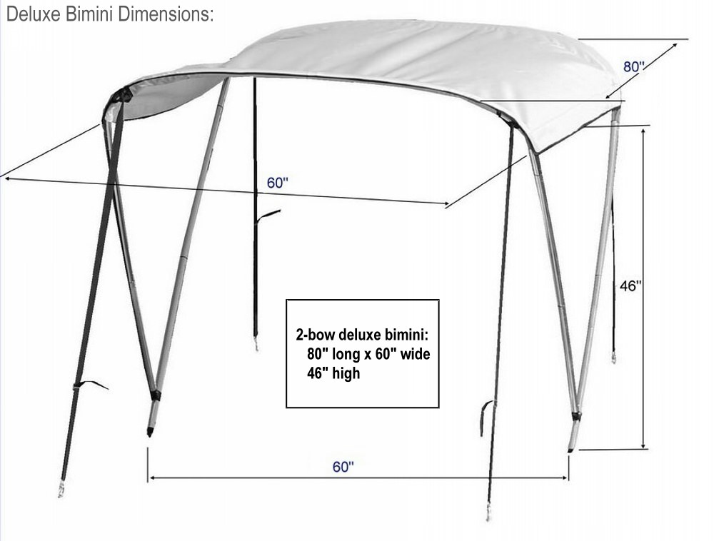 Deluxe 2Bow Sun Shade Bimini Tops with Removable Sides.
