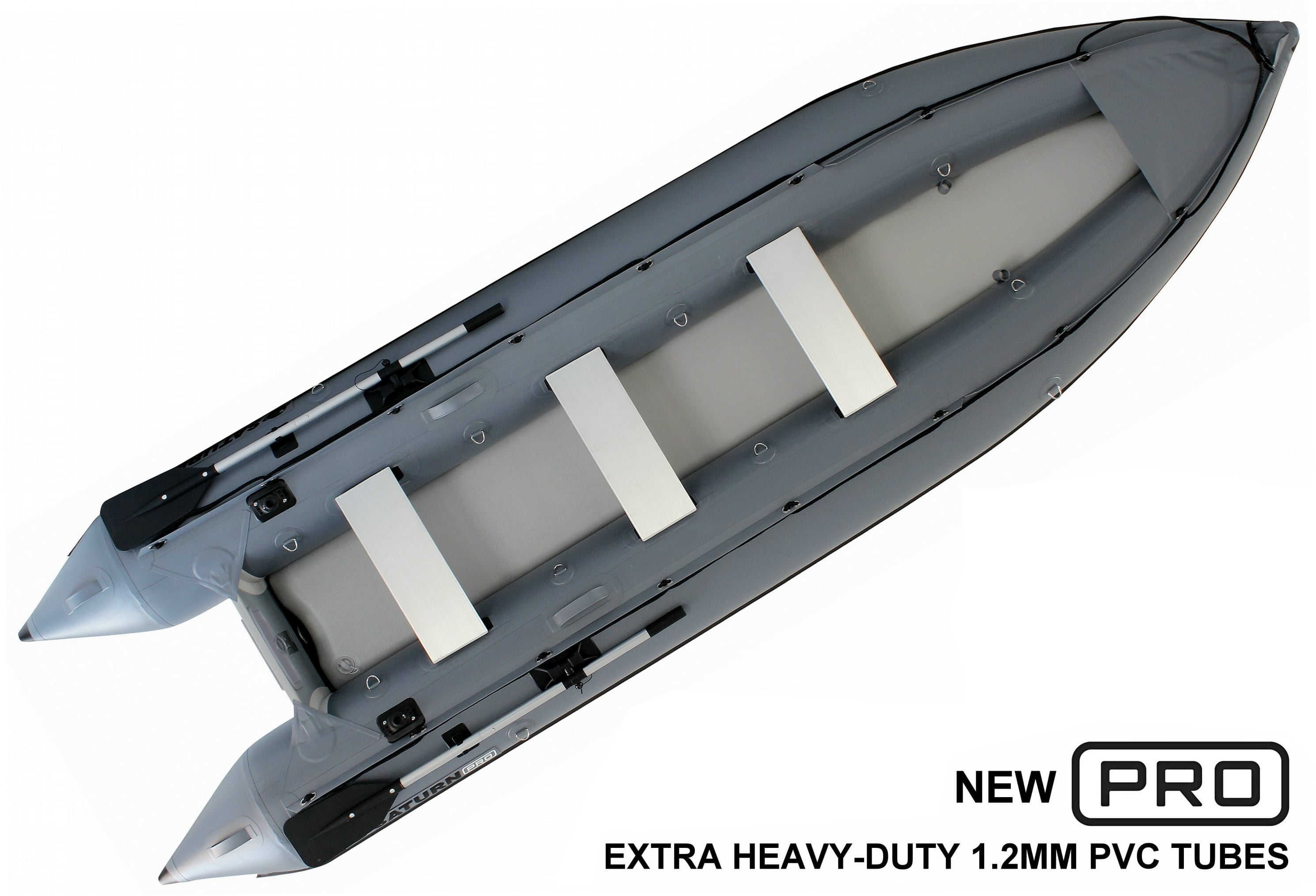 15 foot Saturn SK470XL dark gray heavy-duty inflatable KaBoat with fishing features