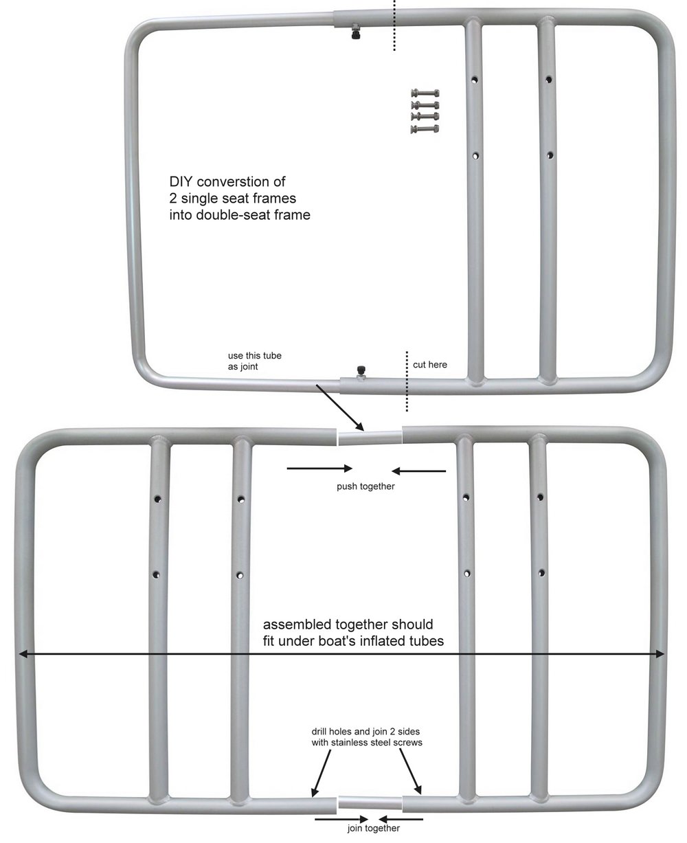 Aluminum seating platform frame for inflatable boats dinghy.